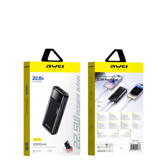 PA 92 Awei Power Bank Fast Charger - Image 2